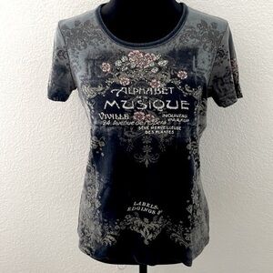 Y2K Vintage Skinny Minnie Floral Rhinestone T Shirt 0064